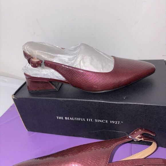 Naturalizer Womens Banks Slingback Pump Cabernet Sauvignon Red Lizard Leather 6W - Picture 8 of 8
